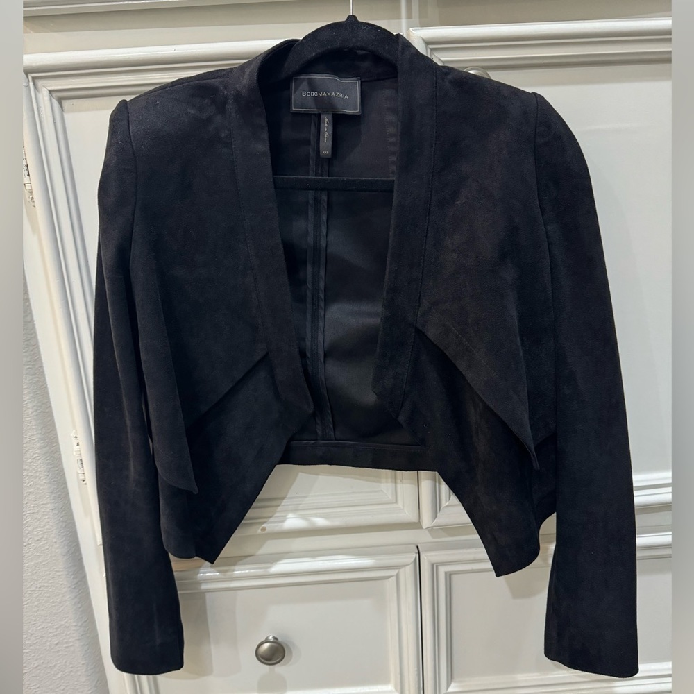 BCBG MAXAZRIA Faux suede crop jacket